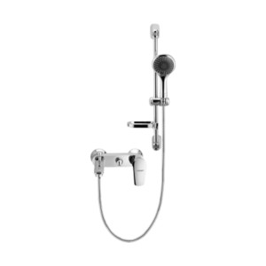 Eauset Otra Single lever wall mixer with provision for hand shower with hand shower 5 function with 1.5 mtr shower hose and sliding rail including soap dish with wall flange