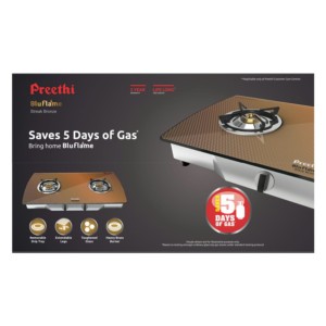 Preethi Streak Bronze 2B Glass Top Gas Stove