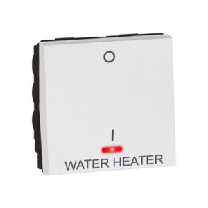 Legrand Arteor Switch 20A DP 1 way with indicator and water heater marking 2 module 250V AC White Square