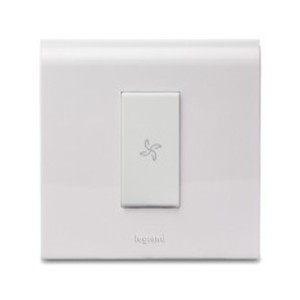 Legrand Myrius Switch 6A 1 way 1 module with Fan marking 230V White