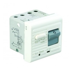 Legrand Myrius Single pole + Neutral - 30 mA, 16A - 230VA 2 module White