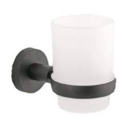 Parryware Tumbler Holder with Glass Shiny Black