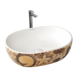 Varmora Beach Fossil 490x350x136 Oval Wash Basins