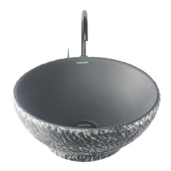 Varmora Chizzle Stone 415x415x170 Black Round Wash Basins