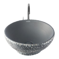 Varmora Chizzle Stone 415x415x170 Carbon Round Wash Basins