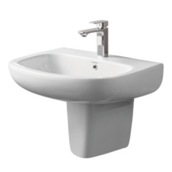 Varmora Elois 610x475x430 Off White Half Pedestal Wash Basin 