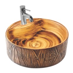 Varmora Wood Trunk 445x445x160 Round Wash Basins