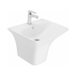 Cera Claus Thin Rim 565x460x395mm Snow White Integrated Half Pedestal Wash Basin