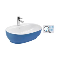 Cera Cafe Duo Blue Thin Rim 600x400x160mm Table Top Colour Wash Basin
