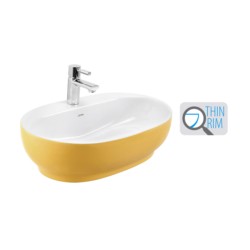 Cera Cafe Duo Yellow Thin Rim 600x400x160mm Table Top Colour Wash Basin
