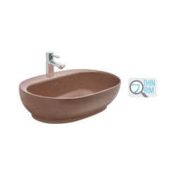 Cera Cafe Silk Cappuccino Thin Rim 600 x 400 Table Top Colour Wash Basi