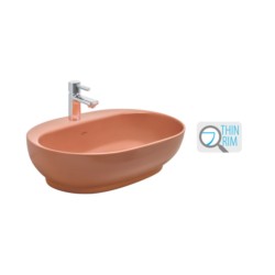 Cera Cafe Silk Caramel Thin Rim 600 x 400 Table Top Colour Wash Basin