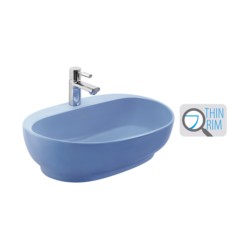 Cera Cafe Silk Grey Thin Rim 600 x 400 Table Top Colour Wash Basin