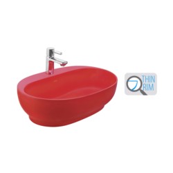 Cera Cafe Silk Red Thin Rim 600 x 400 Table Top Colour Wash Basin