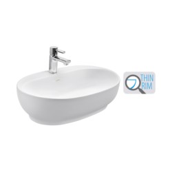 Cera Cafe Silk White Thin Rim 600 x 400 Table Top Colour Wash Basin