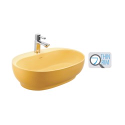 Cera Cafe Silk Yellow Thin Rim 600 x 400 Table Top Colour Wash Basin