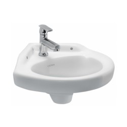 Cera Corner 400 x 400 Snow White Wall hung wash basins without pedestal