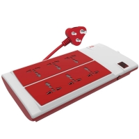 GM G-Magic G-POWER 6+1 Spike Guard with Master Switch, Indicator, Safety Shutter, International Sockets & Surge Protector