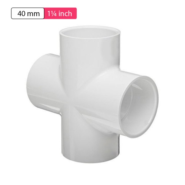 PVC 40mm Equal 4 Ways Quick Pipe Joint Cross Connector Plastic